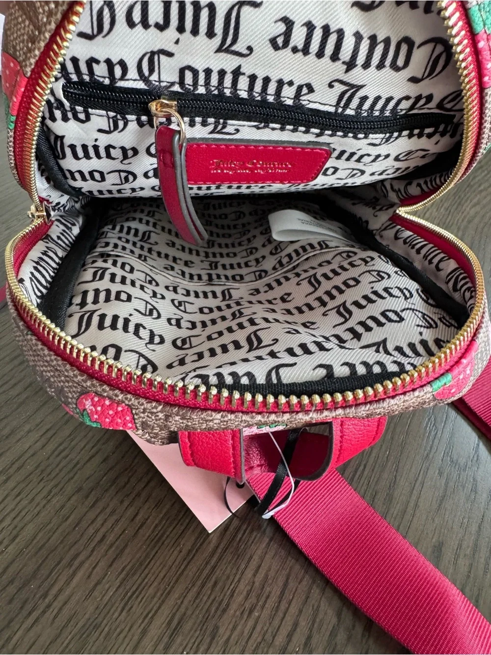 NEW WITH TAGS Juicy Couture Pink Strawberry Print Kids Crossbody Bag